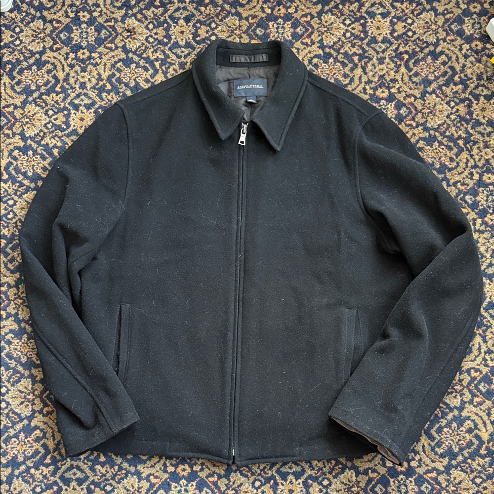 Banana Republic Black Zip-Up Wool-Blend Jacket